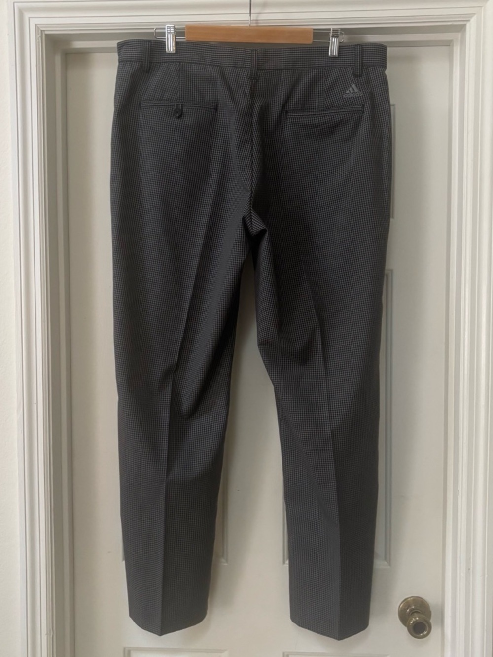 Adidas Golf Gray Micro Check Pants 38x32 Performance Stretch Dress Trouser - Picture 4 of 9